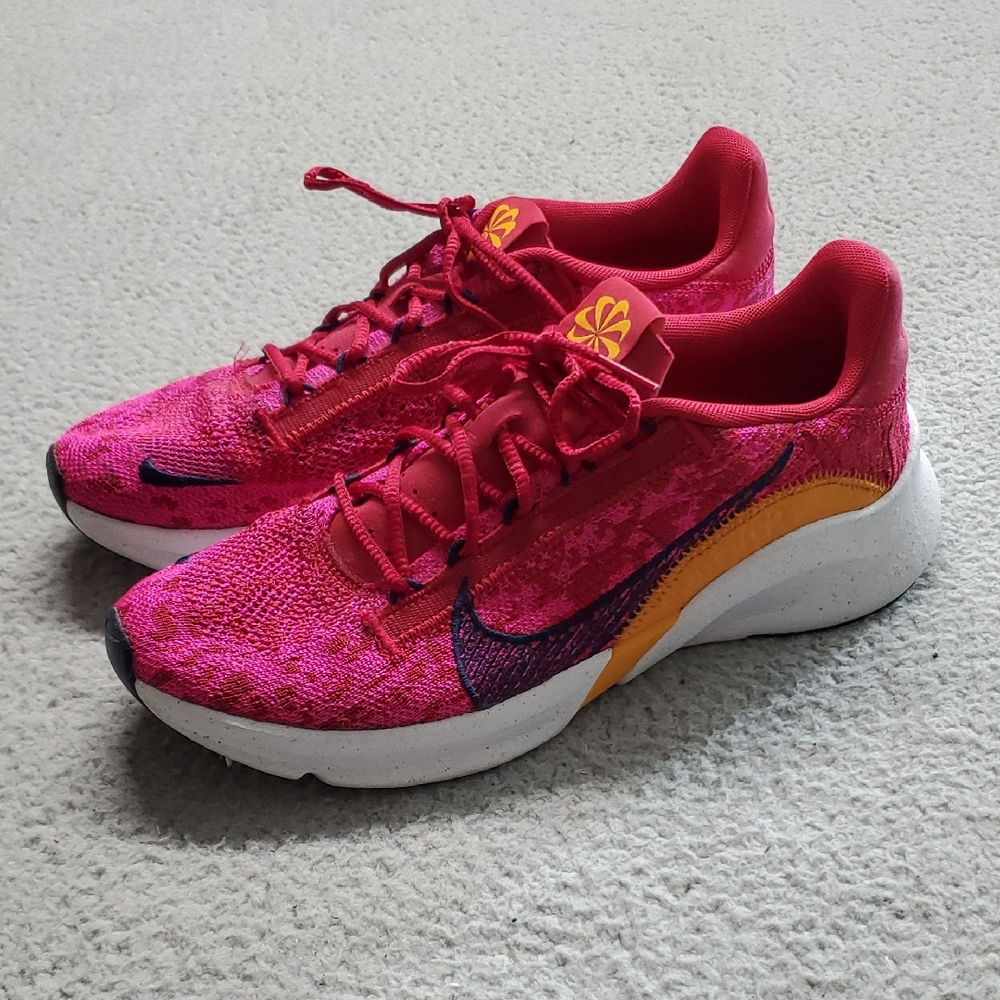 Nike Women's Superrep Go 3 Flynit Next Nature Pink and Yellow Shoes Size 9